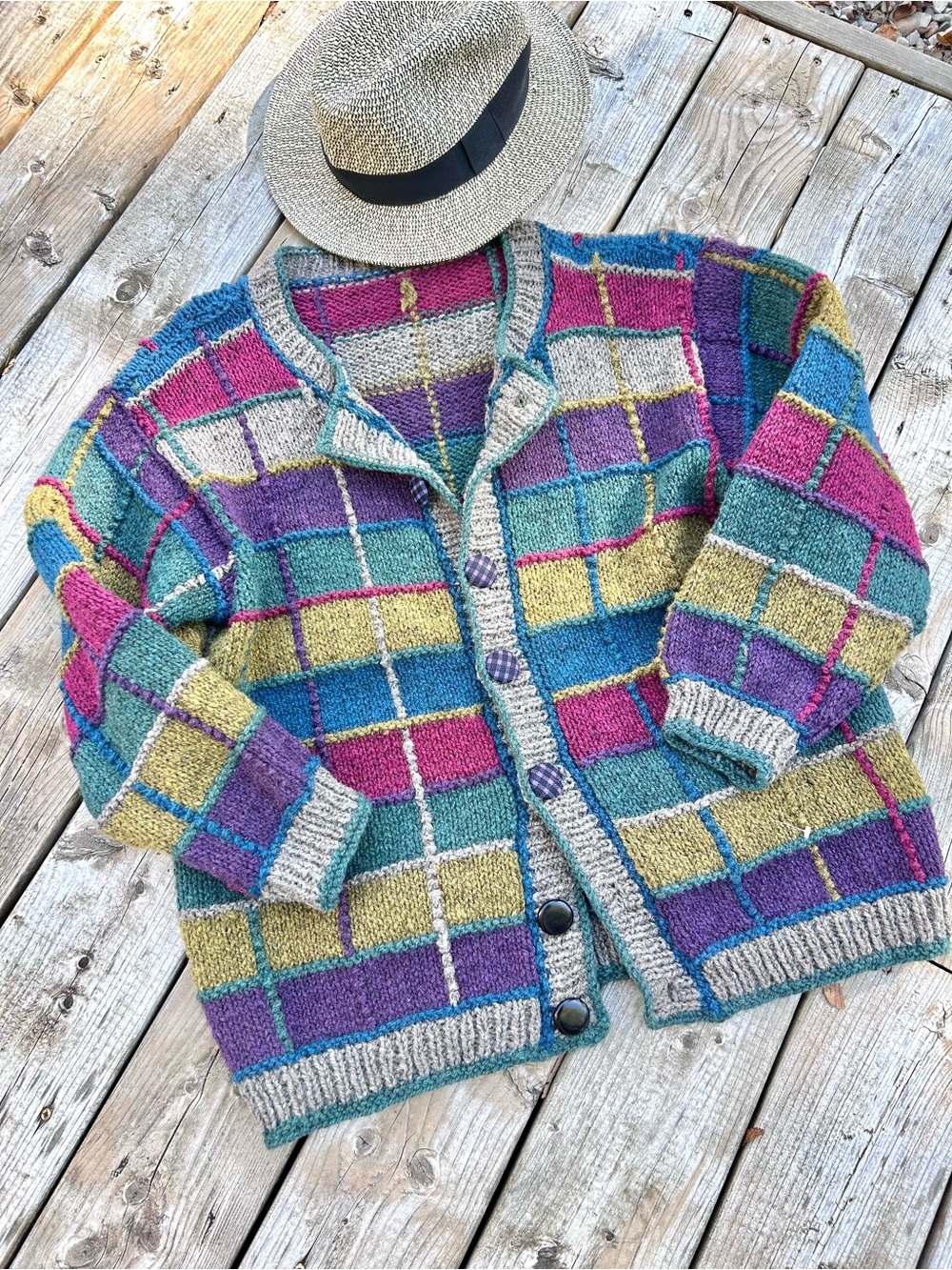 Artisan patchwork vibe boho wool sweater w cottagecore country prairie vibe